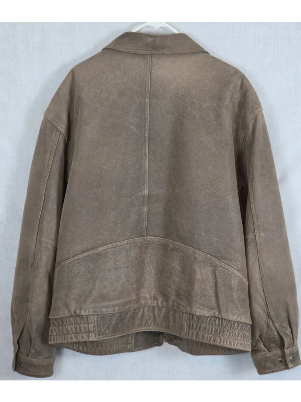 Vintage Leather Bomber Jacket Coat Men's L Heavyweight Retro 80s Distressed